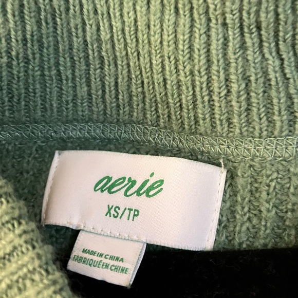 Aerie Cozy Up Crewneck Sweater Oversized Sweater Green XS - Picture 4 of 4